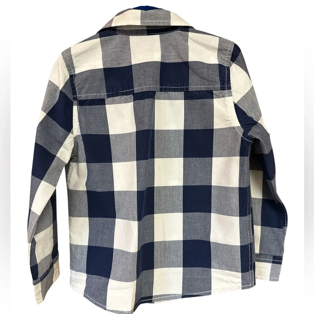 Oshkosh B’gosh Blue/ White Plaid Button-down Shirt Toddler Boy 4T Preowned
